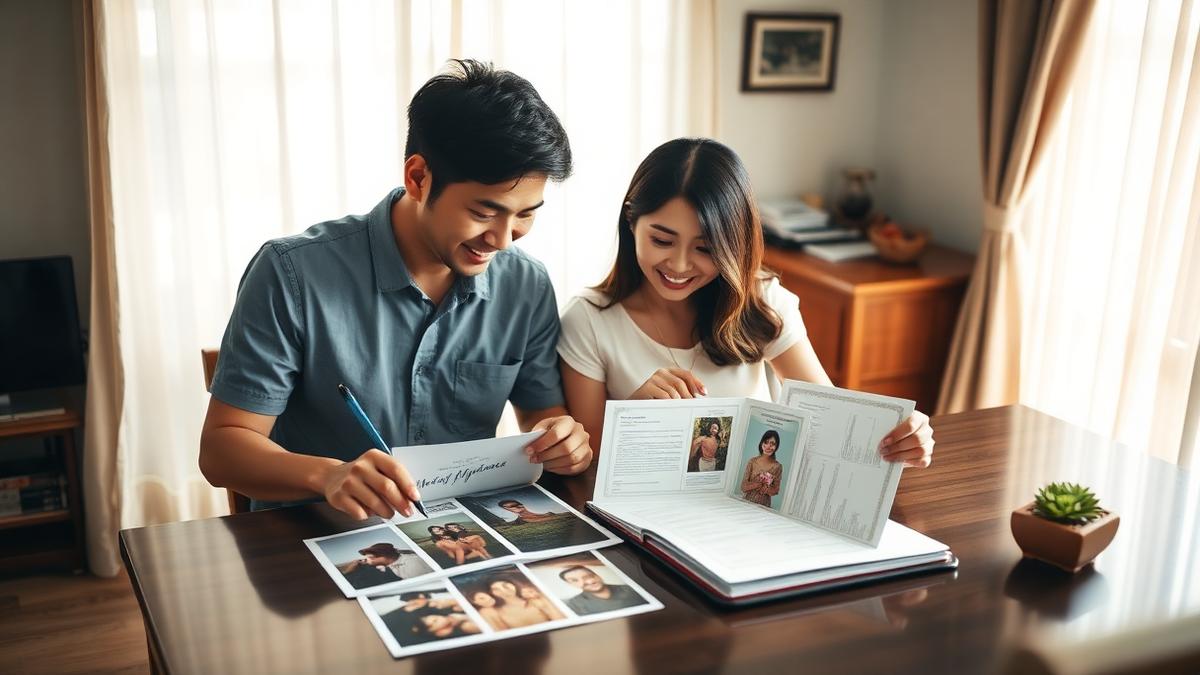คู่สมรสจัดเรียงหลักฐานความสัมพันธ์และทะเบียนสมรสสำหรับวีซ่าคู่ครอง