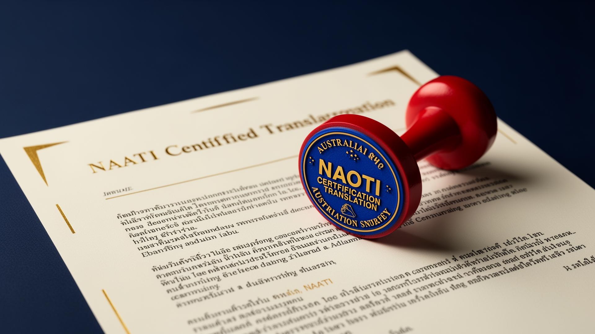 NAATI certified translator stamp on Thai-to-English translated document