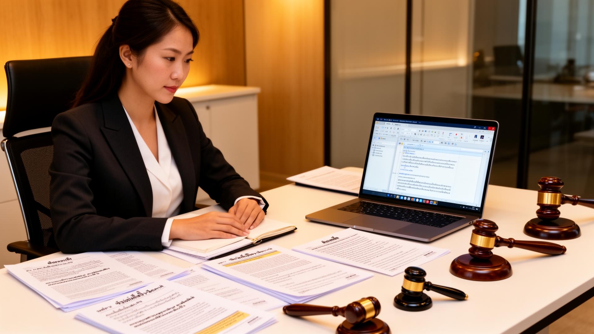 NAATI certified Thai translator working on English translation in office
