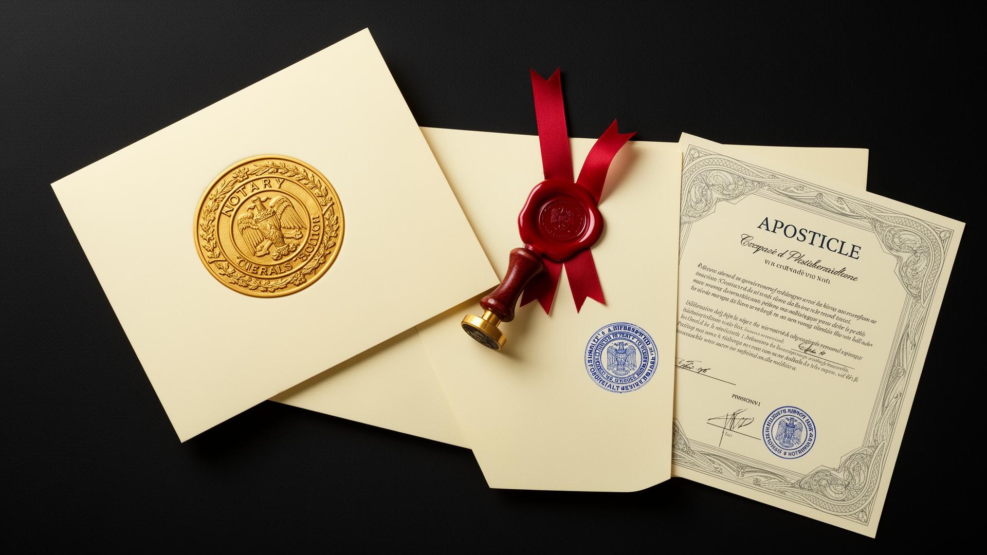 ตราประทับ Notary 4 ประเภท: gold embossed seal, wax seal, blue ink stamp, apostille certificate