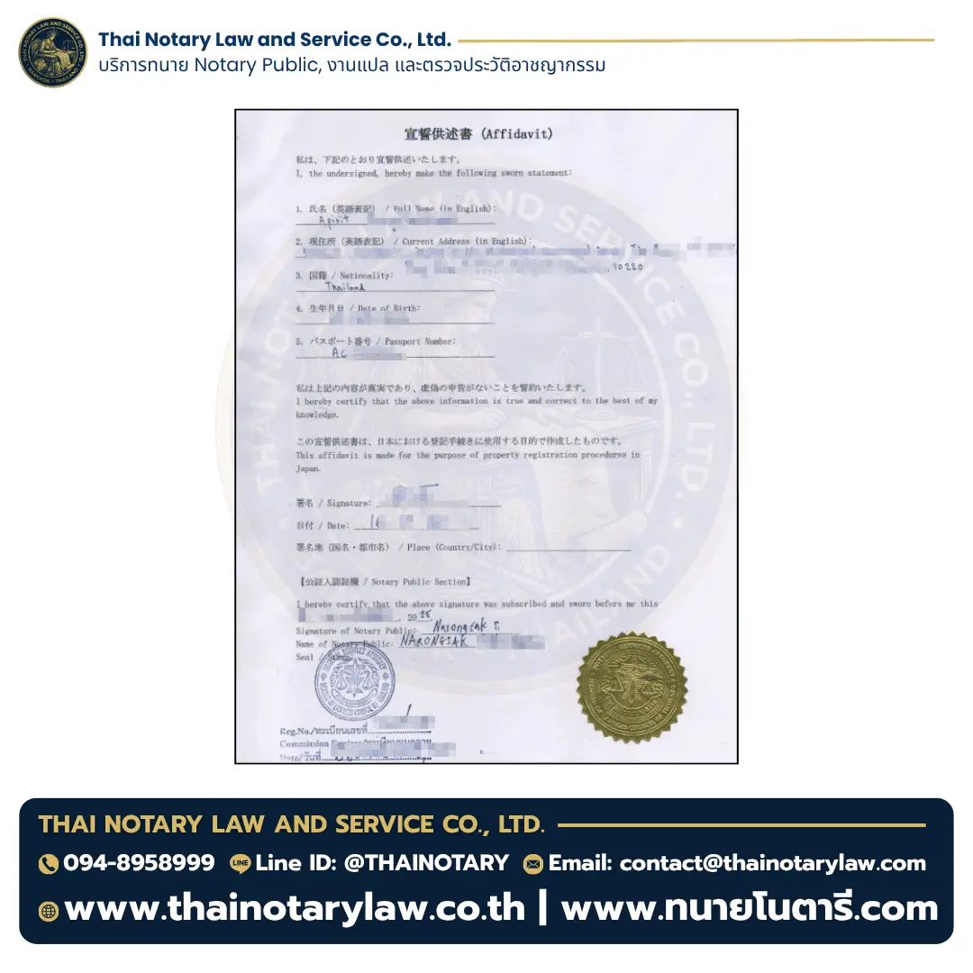 Affidavit ญี่ปุ่น — Japan Affidavit แปลและรับรอง NAATI